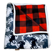 Large Double Flannel Reversible Infant Security Receiving Blanket - Grey Moose & Buffalo Plaid w/ Satin Edge