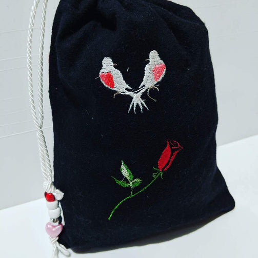Handmade Embroidered Bag | Personalized Gift Bag | Valentine's Day | Love Birds - Baby See See 