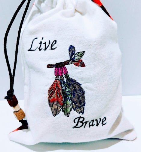 Handmade Embroidered Bag| Customized Gift Bags| Native American Style| Feathers - Baby See See 