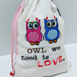 Handmade Embroidered Bag | Personalized Gift Bag | Valentine's Day Gift Idea | Owls - Baby See See 