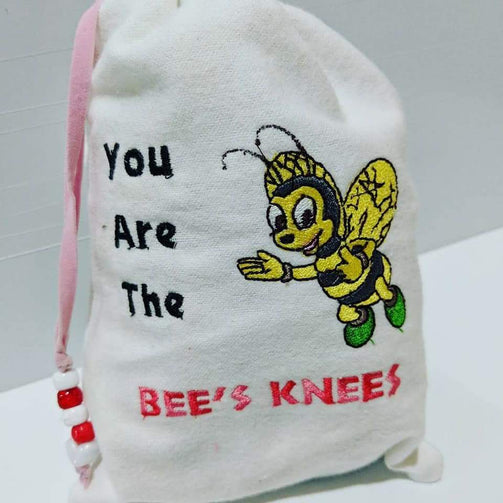 Handmade Embroidered Bag | Personalized Gift Bag | Valentine's Day gift bag | Bee - Baby See See 