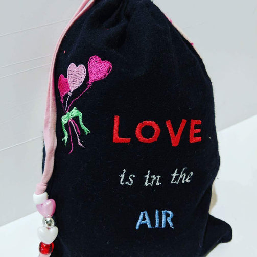 Handmade Embroidered Bag | Personalized Gift Bag | Valentine's Day | Love is in the Air - Baby See See 