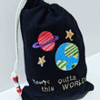 Handmade Embroidered Bag | Personalized Gift Bag | Valentine's Day gift idea| Outer Space - Baby See See 
