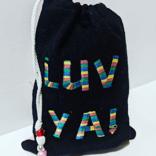 Handmade Embroidered Bag | Personalized Gift Bag | Valentine's Day | Rainbow Love - Baby See See 