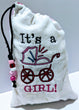 Handmade Embroidered Bag | Customized Gift Bags|Baby Shower Gift Bags for Guests| Its a Girl Baby Carriage - Baby See See 