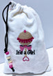 Handmade Embroidered Bag | Customized Gift Bags|Baby Shower Gift Bags for Guests| Its a Girl Baby Rattle - Baby See See 