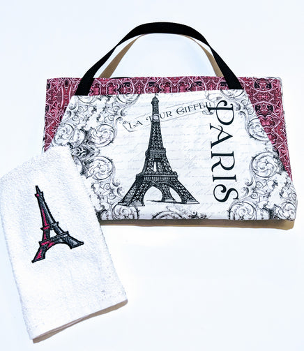 Handmade Embroidered Apron| Work Aprons with Pockets| Paris Theme - Eiffel Tower - Baby See See 