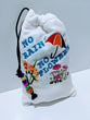 Handmade Embroidered Drawstring Gift Bags - "No Rain, No Flowers"