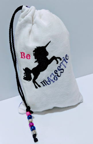 Handmade Embroidered Personalized Gift Bag | Birthday party favor bags| Unicorn Drawstring bags - Baby See See 
