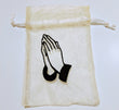 Embroidered Organza Gift Bags, Religious Favors, Baptism, Christening, Wedding Favor Bags, Sheer - Praying Hands - Baby See See 